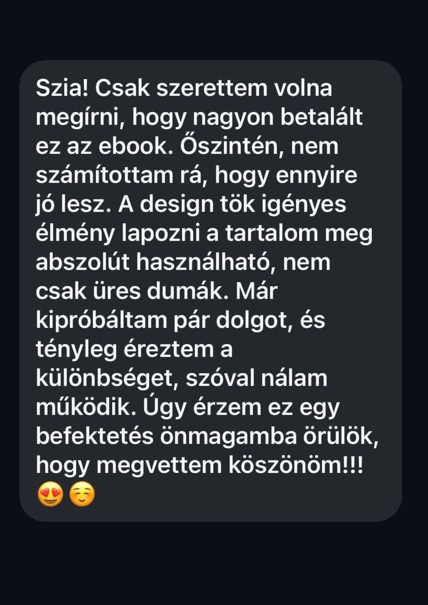 Teljes hatás csomag vásárlói visszajelzés 1