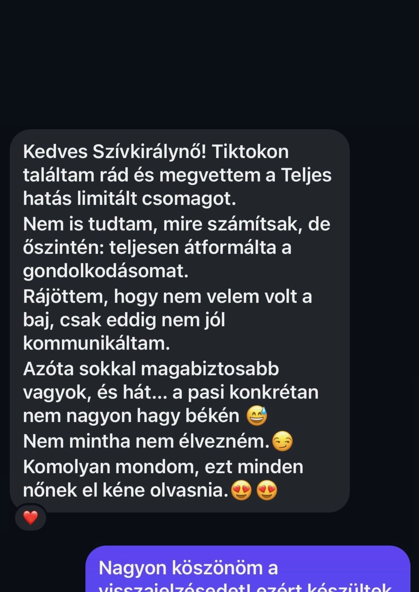 Teljes hatás csomag vásárlói visszajelzés 2